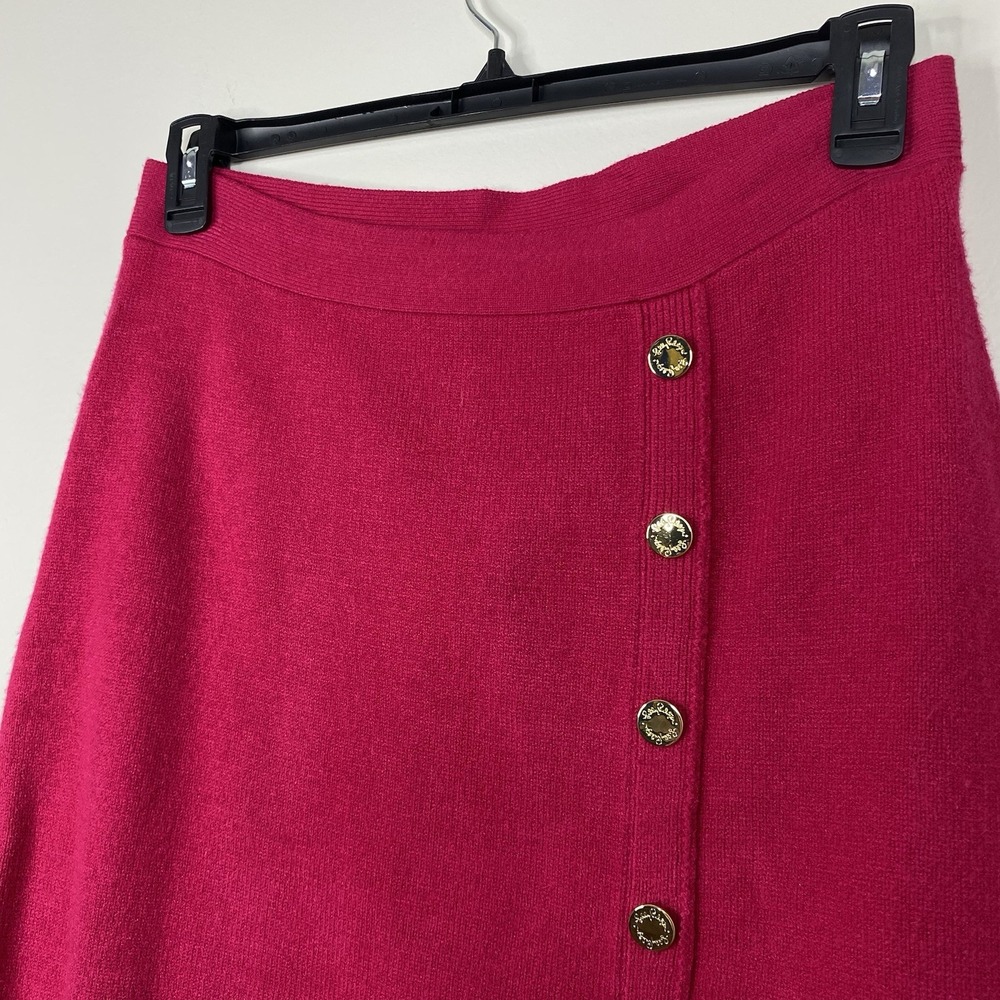 Lilly Pulitzer Lizona Sweater Knit‎ Pencil Skirt Sz Medium Poinsettia Red Button - Picture 4 of 13